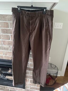 Saddlebred Dark Brown Pleated Chinos